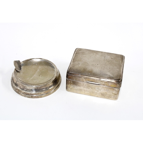 28 - Silver ashtray, Birmingham 1957 together with a George V silver cigarette box , Birmingham 1934 (2)