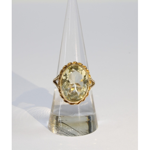 3 - 9ct gold citrine set dress ring, Birmingham 1975, size N