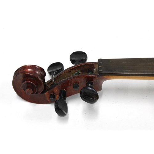 371 - Medio Fino violin, with single back, label inside and with bow in case, violin length including butt... 