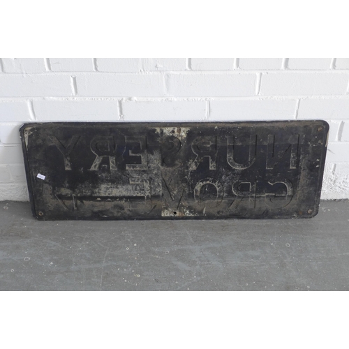 375 - Vintage metal road sign for Nursery Grove, 81 x 30cm