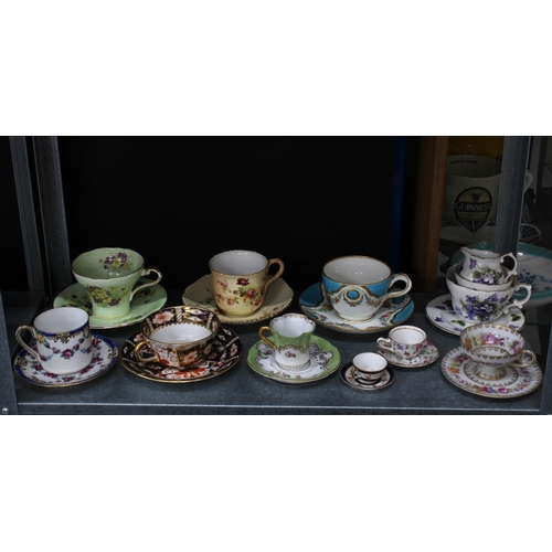 395 - Collection of porcelain and bone china  cabinet cups and saucers to include Royal Worcester, Royal C... 