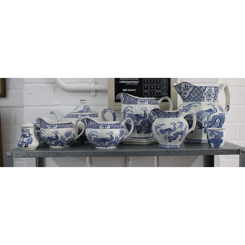 401 - Wood & Sons Yuan blue and white tableware, an extensive set of approximately 90 pieces, contained ov... 