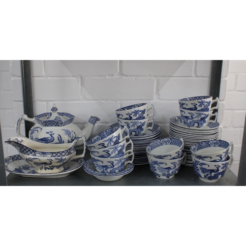 401 - Wood & Sons Yuan blue and white tableware, an extensive set of approximately 90 pieces, contained ov... 