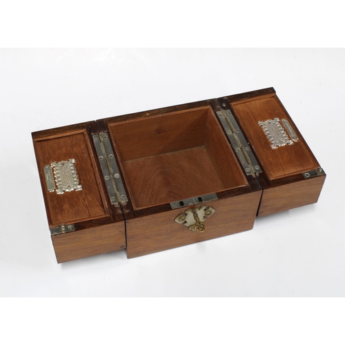 402 - Coromandel and rosewood box, with fold open top, interior label saying Cagiati & Co. Rome, 15 x 12.5... 