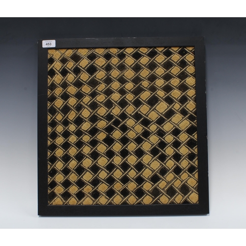 453 - Framed Kuba Shoowa textile, size including frame 48 x 52cm