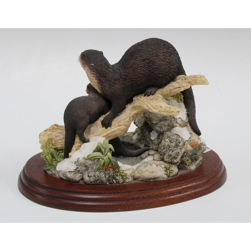 474 - Border Fine Arts, Ayres figure group of three otters, Ltd Ed 1377 /2000