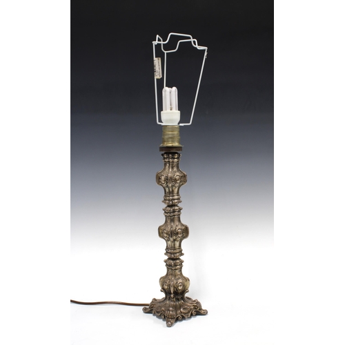 477 - Rococo style metal table lamp base, 40cm excluding fitting