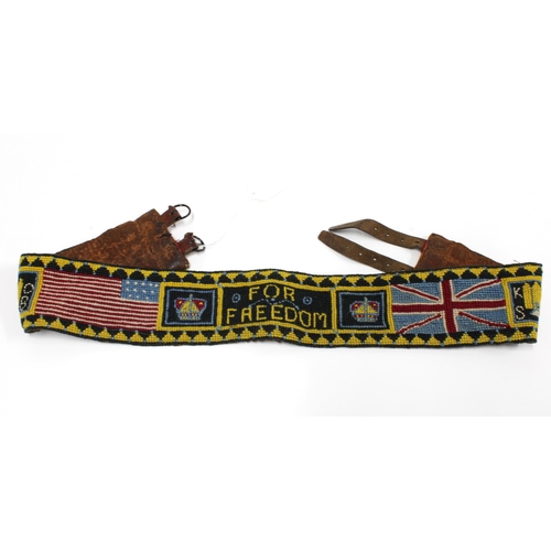 486 - REGIMENTAL INTEREST: embroidered belt for 'Kings Own Scottish Borderers' with flags, crowns and for ... 