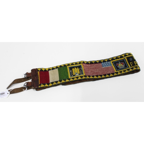 486 - REGIMENTAL INTEREST: embroidered belt for 'Kings Own Scottish Borderers' with flags, crowns and for ... 