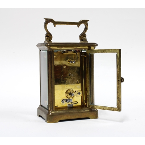 506 - French brass and glass panelled carriage clock, 14cm high