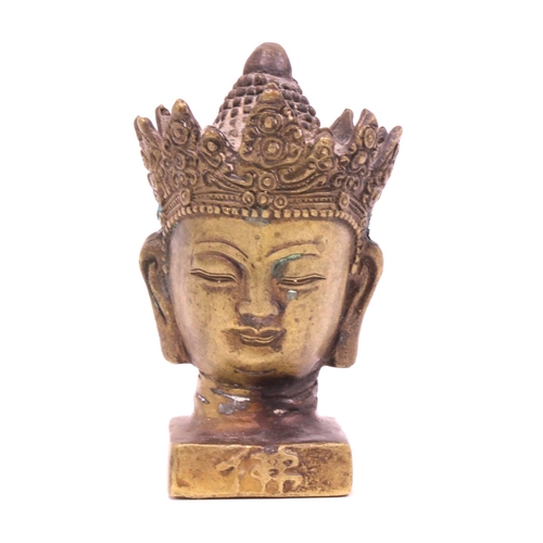 512 - Tibetan bronze buddha head, 10cm