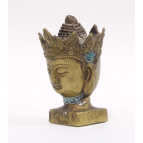 512 - Tibetan bronze buddha head, 10cm