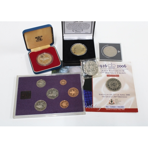 53 - Royal Mint 1980 UK Proof coin set, QEII 80th Birthday Crown, QEII silver gilt Ltd Ed Golden Crown wi... 