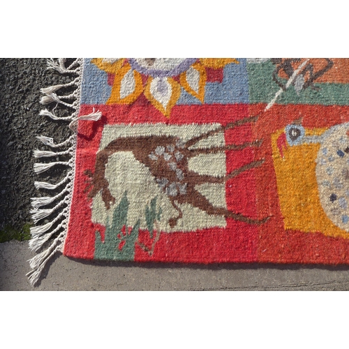 521 - South African rug with various animal squares, 176 x 120cm