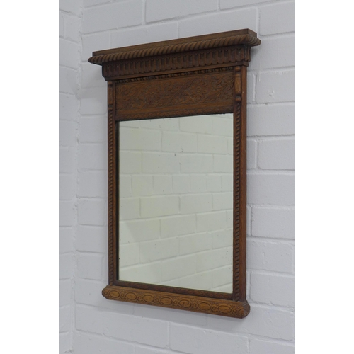 523 - Wooden over mantle mirror, 47 x 66cm