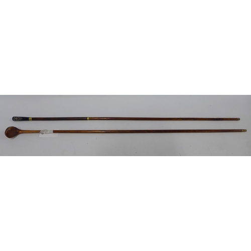 533 - Sunday stick, 90cm, together with a cane with a blue ceramic pommell (2)