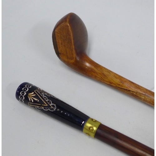 533 - Sunday stick, 90cm, together with a cane with a blue ceramic pommell (2)