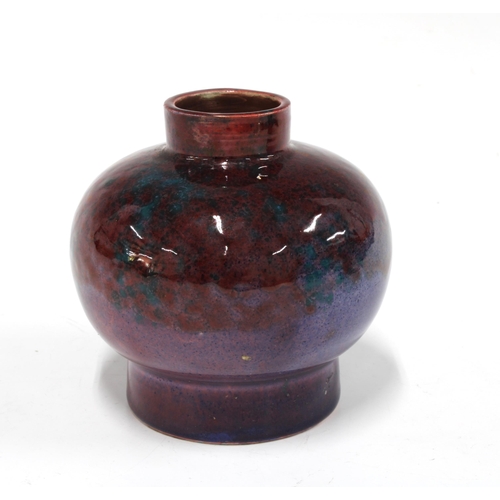 111 - HOLYROOD POTTERY  globular vase with streaked glaze, impressed mark to the base, 10cm