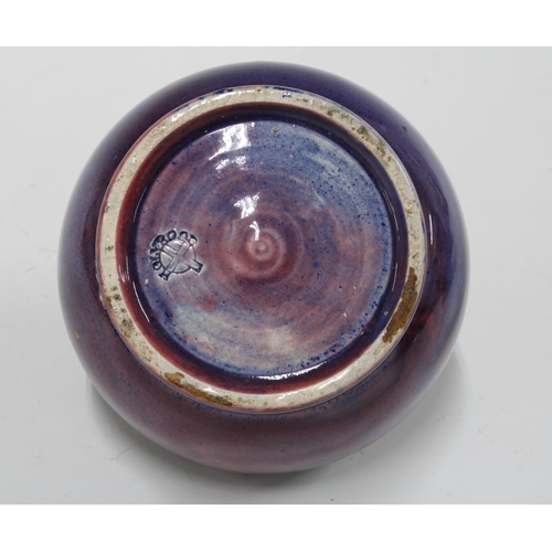 111 - HOLYROOD POTTERY  globular vase with streaked glaze, impressed mark to the base, 10cm