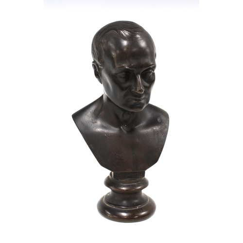 114 - Bronze bust of philosopher Auguste Comte, inscribed verso Love the Principle, Order the Basis, Progr... 