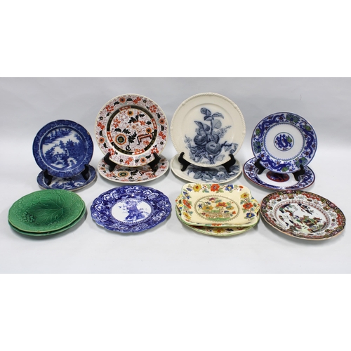 121 - Group of various Staffordshire plates, including cabbage plates, Mason's Ironstone, M&Co. etc (14)