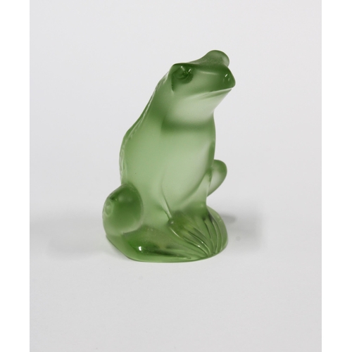 129 - Lalique green glass frog, 5cm, with box