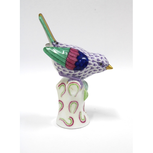 136 - Herend handpainted porcelain bird, printed factory marks and model number 5047, 10cm