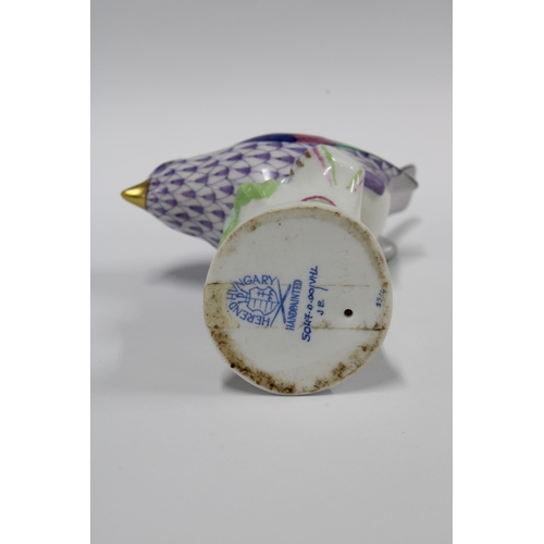 136 - Herend handpainted porcelain bird, printed factory marks and model number 5047, 10cm