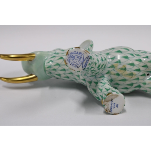 137 - Herend handpainted fishnet porcelain elephant, printed factory marks and model number 5266, 9cm