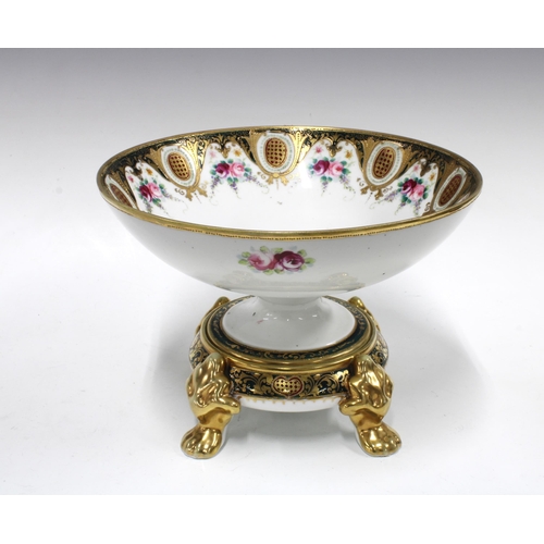 143 - Noritake porcelain comport on a gilt stand, 26 x 18cm