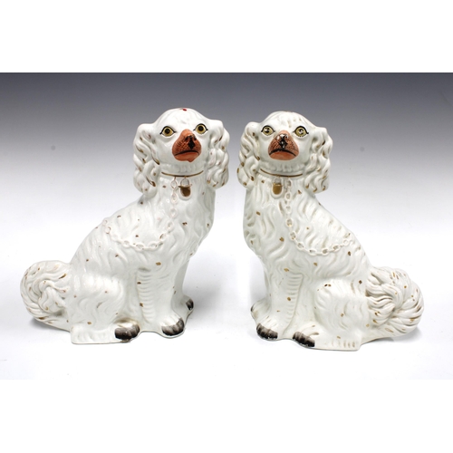 146 - Pair of Staffordshire chimney spaniel  wally dugs 31cm (2)