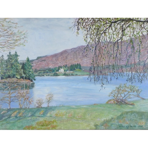 159 - MURIEL FIFE FAIRLIE (SCOTTISH 20TH CENTURY) LOCH INSH,  signed oil on board, framed, 60 X 44cm