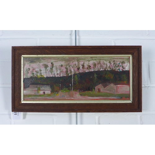 161 - RAE LOVELL (20TH CENTURY SCHOOL) HILLS NEAR JEDBURGH, oil on board, signed and dated 82, framed 28 x... 