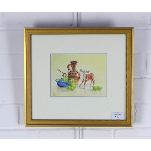 163 - LESLIE COPPOLD RCA, CALF, watercolour, signed with monogram and dated 1999, framed under glass, 17 x... 