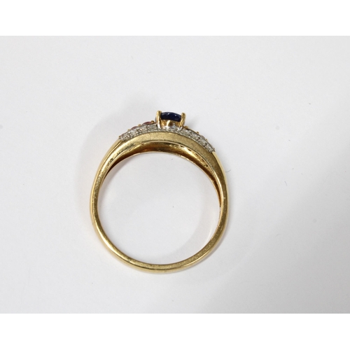 17 - 9ct gold gemset dress ring, Birmingham hallmark