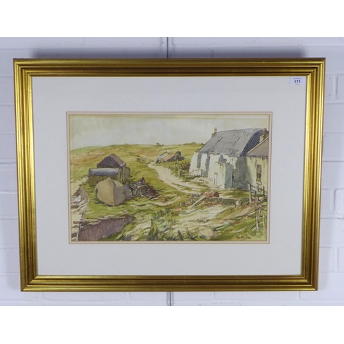 171 - ALEX MACPHERSON, COALIS, ISLE OF TIREE, signed watercolour, framed under glass, 51 x 33cm