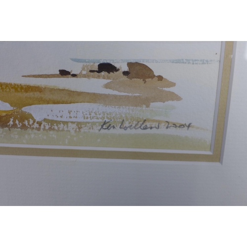 173 - KEN LOCHHEAD (SCOTTISH 1936 - 2006), untitled watercolour of a seaside dwelling, signed and dated 20... 