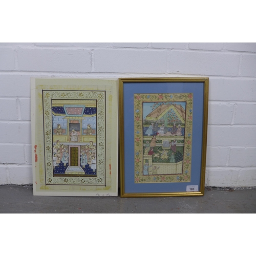 183 - Two Persian / Indian School gouache, one unframed (2) 27 x 37cm