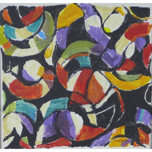 190 - ELIZABETH MURRAY (CONTEMPORARY) , oil on board of interlocking forms, signed and framed under glass,... 