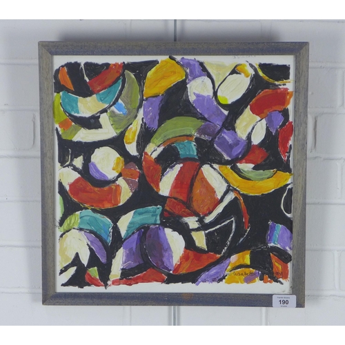 190 - ELIZABETH MURRAY (CONTEMPORARY) , oil on board of interlocking forms, signed and framed under glass,... 