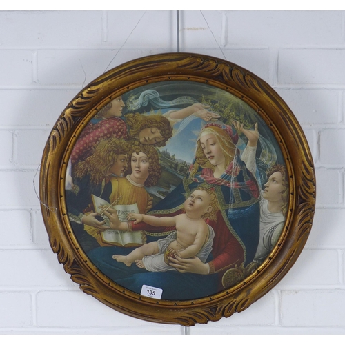 195 - Madonna of the Magnificat, a Botticelli print, in a circular moulded frame, 50cm diameter