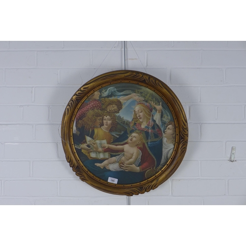 195 - Madonna of the Magnificat, a Botticelli print, in a circular moulded frame, 50cm diameter