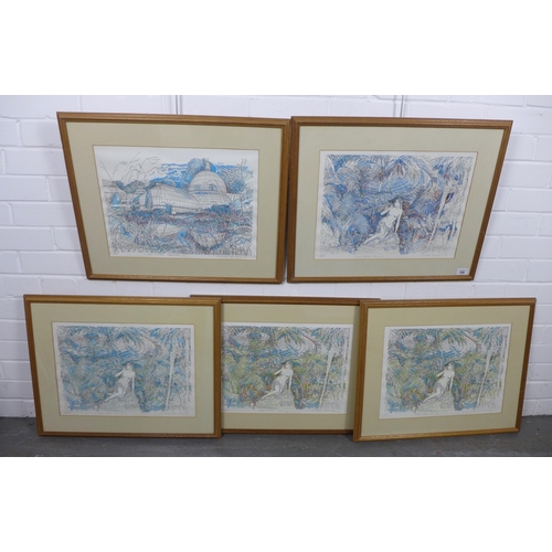 198 - RICHARD DEMARCO (SCOTTISH b. 1930), set of five Ltd Ed prints, framed under glass, 42 x 32cm (5)