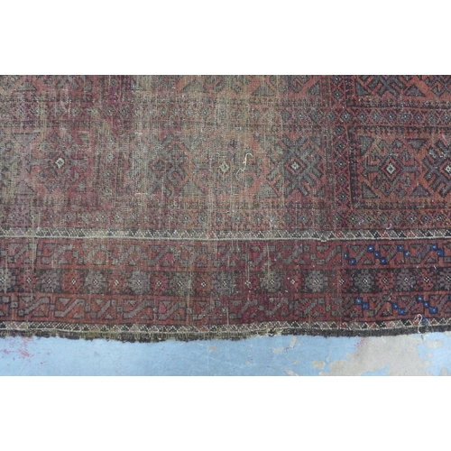 208 - Belouch rug with worn field, (a/f) 200x 121cm