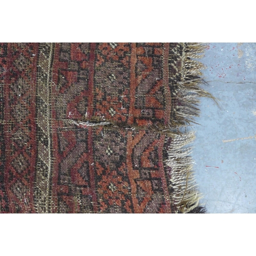 208 - Belouch rug with worn field, (a/f) 200x 121cm