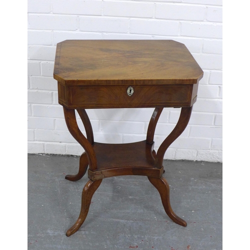 212 - 19th century mahogany sewing table, the fitted interior with compartments, faux ivory handles,  52 x... 