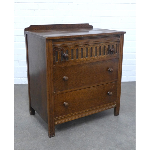 230 - Early 20th century oak ledgeback chest, 70 x 79 x 50cm.