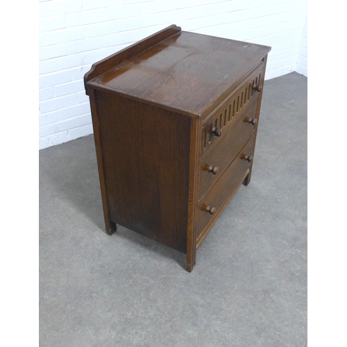 230 - Early 20th century oak ledgeback chest, 70 x 79 x 50cm.