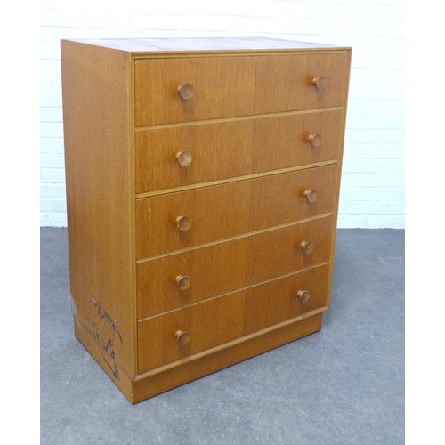 232 - Retro light oak chest of drawers, 76 x 100 x 46cm.