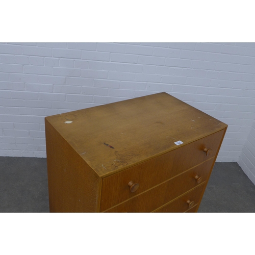 232 - Retro light oak chest of drawers, 76 x 100 x 46cm.